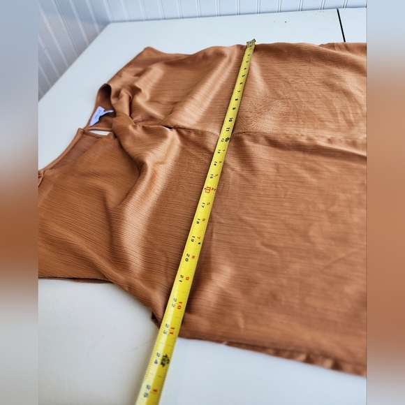 Nine West Brown Tan Womens Boho Sleeveless Satin Knot Detail Textured Top XL - Picture 8 of 13